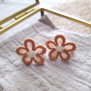 Haarelastiekjes daisybloem licht bruin | set van 2