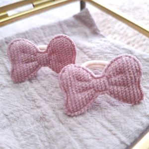 Haarelastiekjes strikje glitter oudroze | set van 2