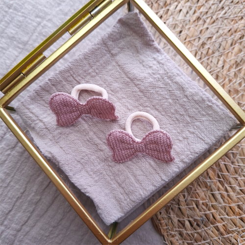 Haarelastiekjes strikje glitter oudroze | set van 2 - Afbeelding 2