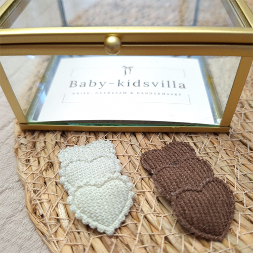 Haarspeldjes hartjes rib beige bruin - Afbeelding 2